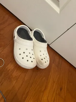White fuzzy crocs thumbnail 2