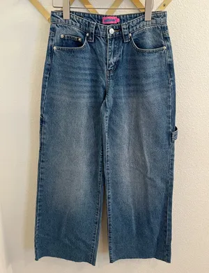 Edikted Carpenter Jeans Baggy Wide Leg Raw Hem Small thumbnail 1