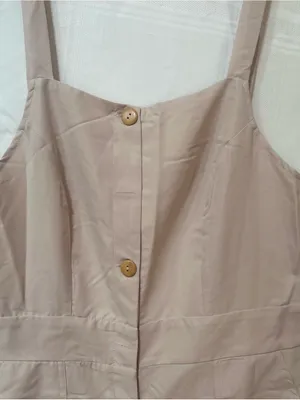Wide Leg Jumpsuit/Overalls in Beige with pockets. thumbnail 3