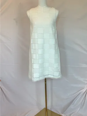 Lost + Wander White Crochet Check Mini Dress With Pockets thumbnail 3