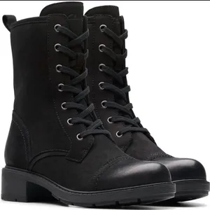 Clarks Black Lace-Up Women's Combat Boots thumbnail 1