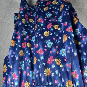 Vintage Plus Size 1X Womens Top MuuMuu Shirt Peasant Hawaiian Floral‎ Boho Blue thumbnail 9