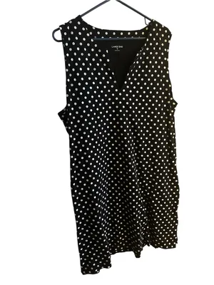 Lands’ End Polka Dot Sleeveless Jersey T-Shirt Dress Swim Cover Up Pockets XL 18 thumbnail 3