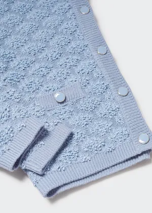 Mango Blue Textured Button Cardigan thumbnail 3