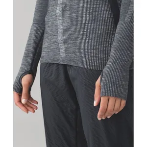 Lululemon Rest Less Pullover Gray Heathered‎ Black Seamless Long Sleeve M/L thumbnail 12