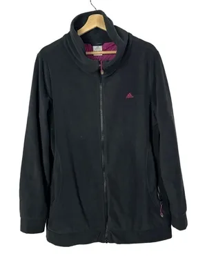 Adidas Black & Pink Tunic‎ Fleece Full Zip Jacket XL thumbnail 1