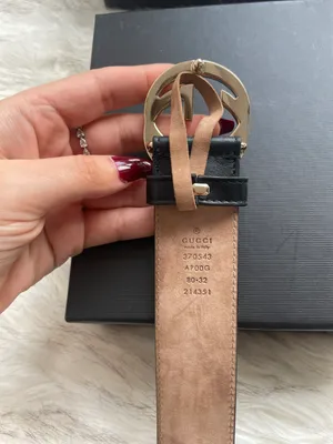 Gucci Belt Interlocking Silver GG Black Leather thumbnail 3