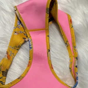 TRIANGL‎ Yellow Floral Cheeky Low Rise Bikini Bottom Y2K Resort Swimsuit Scuba thumbnail 6