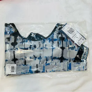 Reebok Lux Perform Printed Racer Bra - Pure Grey - Large - NWT thumbnail 2