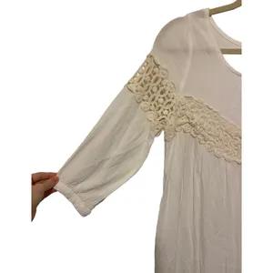 Kori American White and Cream 3/4 Sleeve Boho Blouse Size Small thumbnail 2