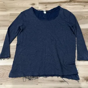 Free People We The Free Blue Open Sided Long Sleeve Top Shirt Women’s Small thumbnail 1