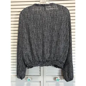 Divided By H&M Polkadot Chiffon Long Balloon Sleeve Blouse Size 10‎ Smocked thumbnail 4