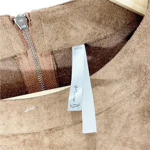Mona B‎ Womens Suede Brown Short Sleeve Shift Dress Zip S thumbnail 4