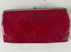 Hobo Lauren Double Frame Clutch Wallet Red Leather Kiss Lock Organizer thumbnail 1