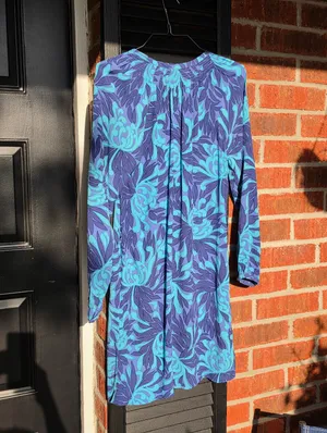 New Rachel Zoe Blue Purple Printed Long Sleeved Dress Small thumbnail 9