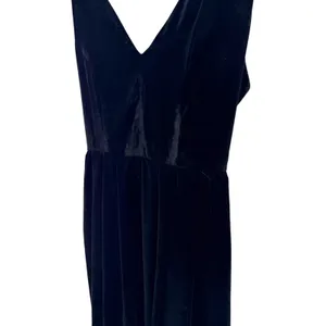 A Loves A Black Velvet V-Neck Midi Dress Feather Shoulder‎ Trim S Glam No Belt thumbnail 4