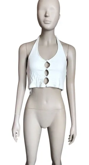 White Fox White Cutout Detail Crop Top thumbnail 1