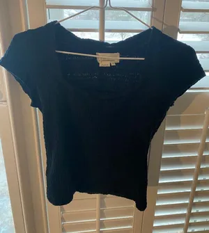 Anthropologie Black Knit Top thumbnail 1