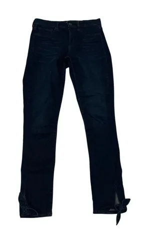Gap Denim Jegging Indigo Blue High Rise Pants SZ 28 Tall Ankle Tied Bow thumbnail 1