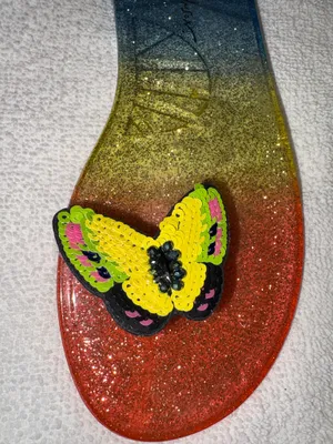 Betsey Johnson Tabby Glitter Ombre Jelly Sandals with Butterfly Accent Size 7 thumbnail 7