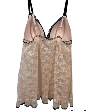 Secret Treasures Pink and Black Lace Lingerie Sleepwear Bra Top thumbnail 4