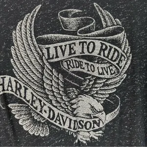 Harley Davidson Black Silver Metallic Graphic Live To Ride To Live T-Shirt Large thumbnail 2