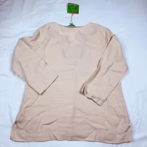 Pappagallo Womens Sand Beige 100% Linen Embroidered Beaded Tunic Top Size M NEW thumbnail 3