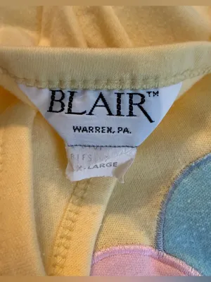 Vintage 80s 90s Blair Top Pastel Yellow Balloons Sz XL Cottagecore Whimsical thumbnail 4