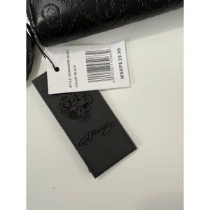 Ed Hardy Black‎ Embossed Skull Heart Zip Around Wristlet Wallet New EHW05505M thumbnail 3