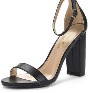 Black Leather Heels Size 7 thumbnail 1