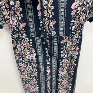 Minkpink Navy Floral Button Front Maxi Dress Boho Tassel Waist Pink Cream Medium thumbnail 5