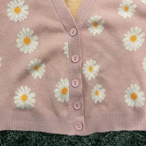 SHEIN Daisy Button Up Cardigan in Pink, Size OS​​​​​​​ thumbnail 3