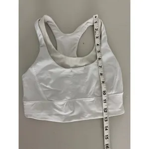Lululemon Women's Run Stuff Your Bra Long Line White 4 Sports Bra Workout Gym thumbnail 3