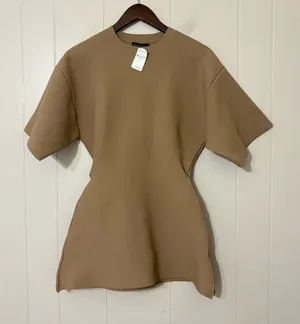 Balenciaga Garden Robe Stretch Mini Dress Viscose Blend Beige M NWT Flaws thumbnail 1