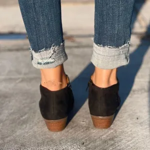 Black Micro Suede Ankle Bootie Size 9 thumbnail 3