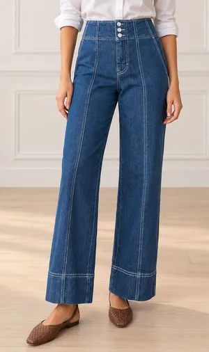 NWT PILCRO Anthropologie Jeans Sz 27 High Rise Wide Leg Trouser Contrast Stitch thumbnail 1