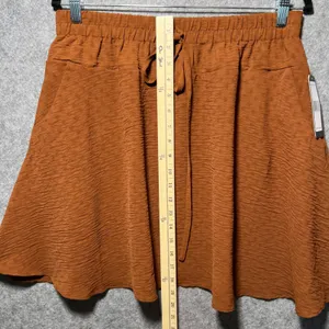 Soho Rust Orange Terracotta Textured‎ Mini Skirt Elastic Waist Pockets M Flowy thumbnail 3
