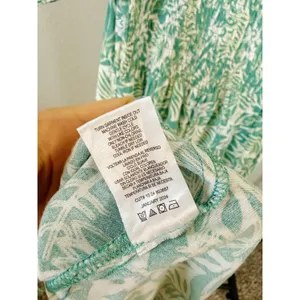 Mimi Chica Green Tropical Leaf Print‎ Smocked Square Neck Midi Dress Size M thumbnail 8