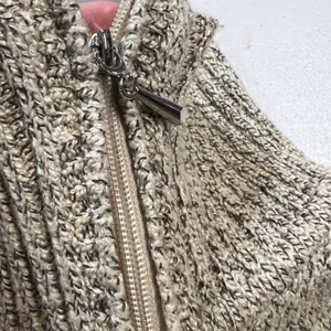 Tan Beige Marled Full Zip Up Knit Sweater Jacket XSmall EUC thumbnail 3