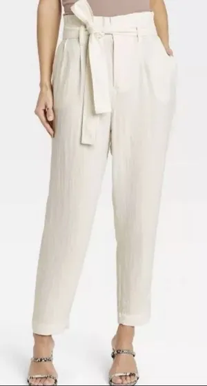 A new day cream paper bag high rise ankle pants thumbnail 1