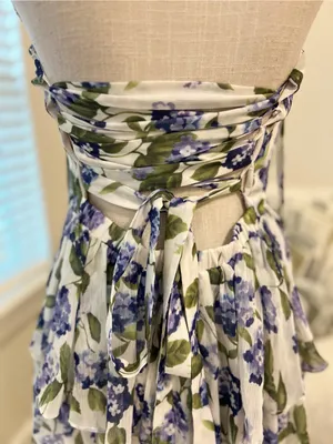 Amanda Uprichard Violina Purple Floral Halter layered Woman’s Dress in Margate L thumbnail 9