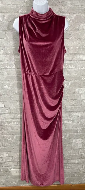 Vici Sweetest Hello Velvet Drape Maxi Dress in Mauve thumbnail 1