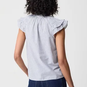 J. Crew Striped Flutter Sleeve Top thumbnail 3