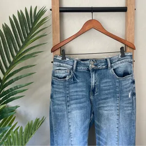 High Rise Wide Leg Multicolor Denim Flare Boutique Jeans thumbnail 4