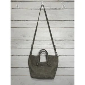 Anthropologie Crossbody Tote Bag Grey Gingham Lining Adjustable Strap Handbag thumbnail 2