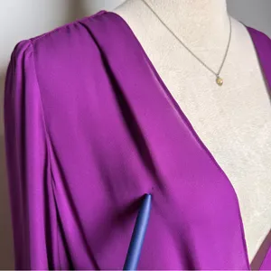 A.L.C. Harmon Silk Orchid Purple Draped Asymmetric V-Neck‎ Relaxed Fit Blouse 4 thumbnail 6