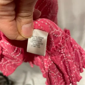Vintage 90’s-y2k pink white embroidered crinkle short sleeve scallop hem blouse thumbnail 5