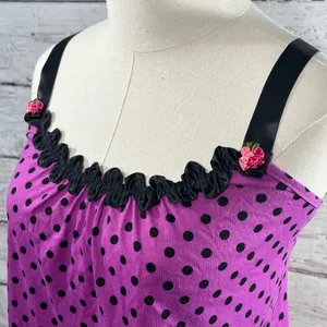 Sleep Romper Magenta w Black Polka Dots-Small thumbnail 2
