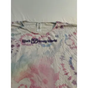 Disney‎ Crop Top Walt Disney World Tie Dye Pastel Logo Tee L/G thumbnail 2