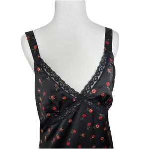 Altar'd State Black Sexy Red Floral Slip Dress Lace V neck Maxi Size Medium thumbnail 2